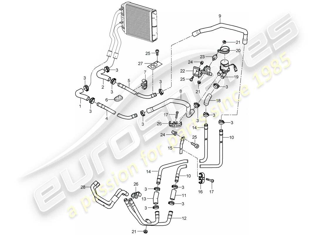 porsche 2005 (cayenne e1 9pa) heizung teilediagramm