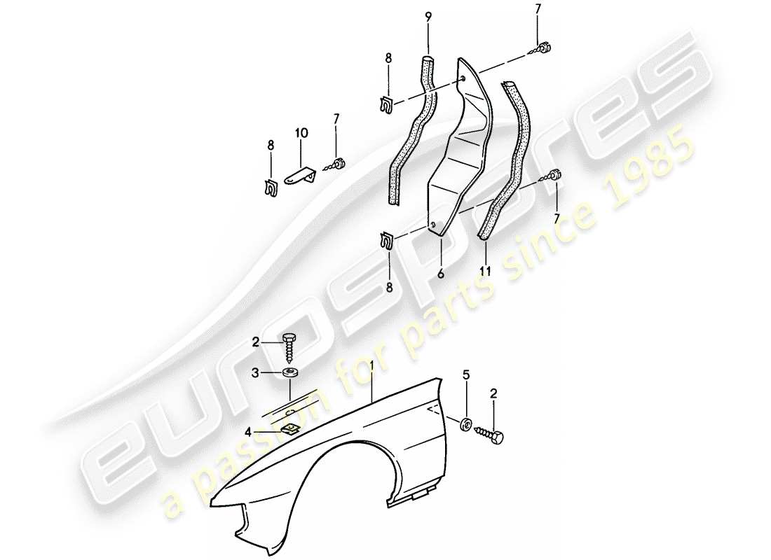 porsche 1987 (924s) fender-teilediagramm