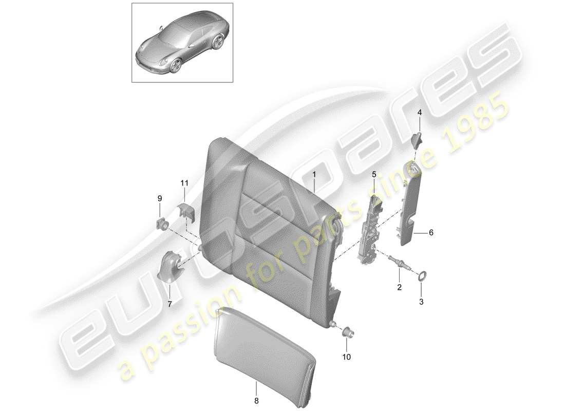 porsche 2016 (991-1) not-sitz-rückenlehne teilediagramm