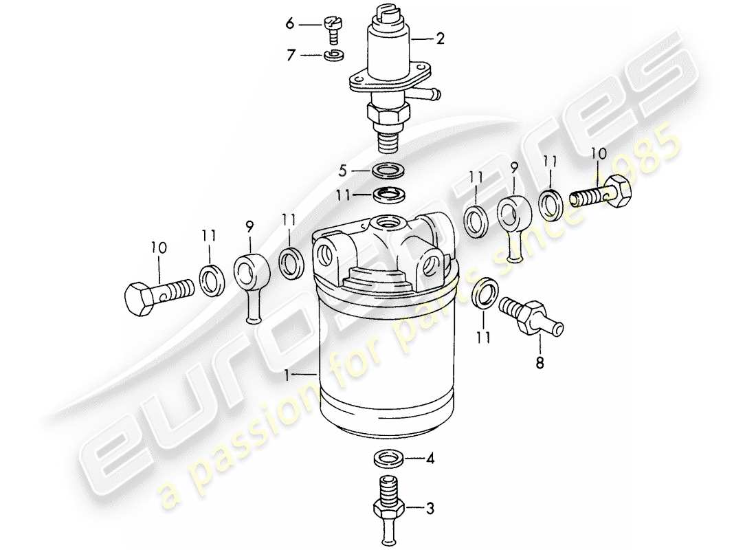 porsche 1966 (911/912) reparaturmaterial - für - kraftstofffilter - - bosch - - d - mj 1969>> ersatzteildiagramm