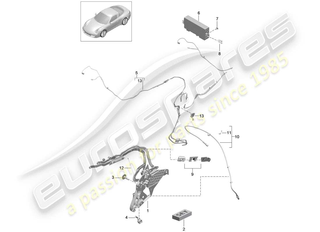 porsche 2012 (991-1) top frame ersatzteildiagramm
