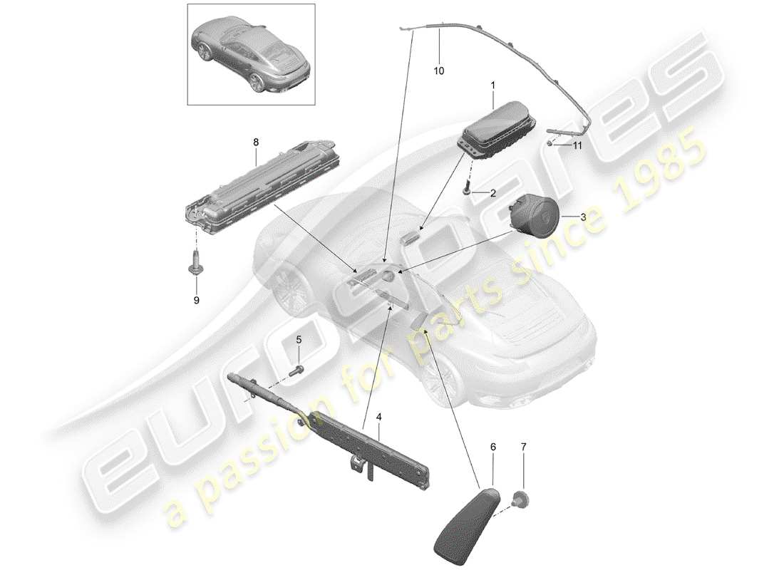 porsche 2017 (991-2 turbo) airbag-teilediagramm