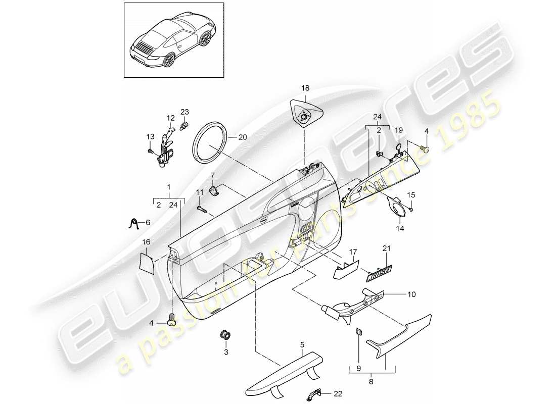 porsche 2010 (997-2) türplatte teilediagramm