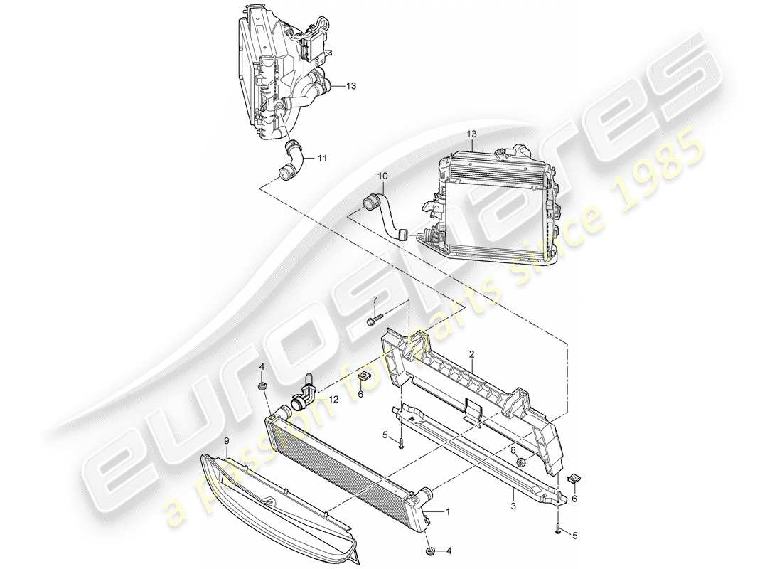 porsche 2007 (997-1 gt3) kühler-teilediagramm