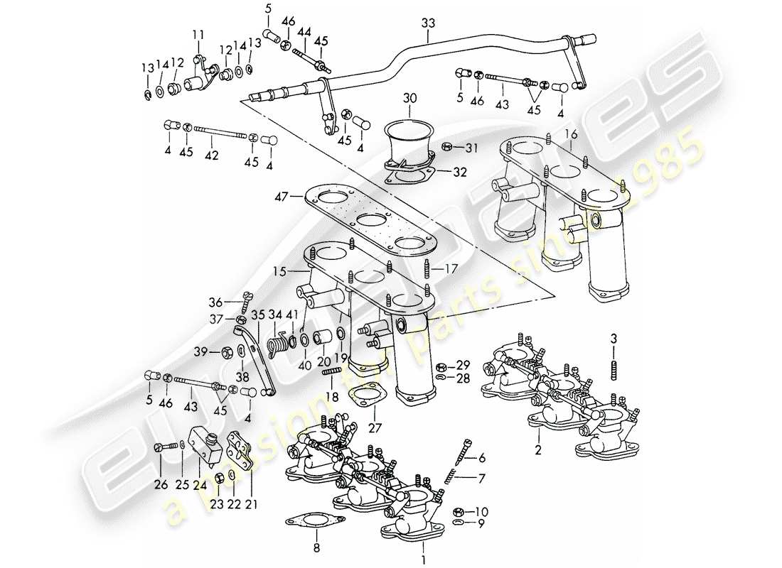 porsche 1966 (911/912) einspritzsystem - drosselklappengehäuse - d - mj 1969>> ersatzteildiagramm