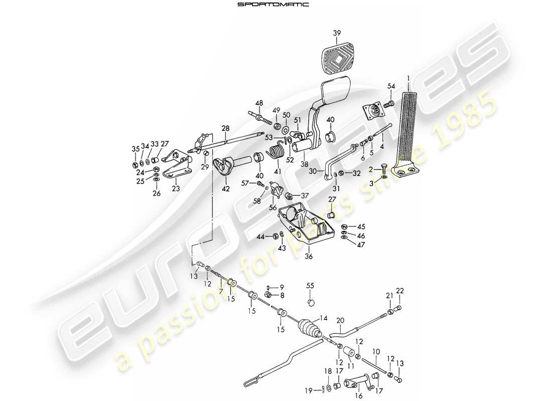 porsche 1966 (911/912) pedale - d - mj 1969>> - mj 1969 ersatzteildiagramm