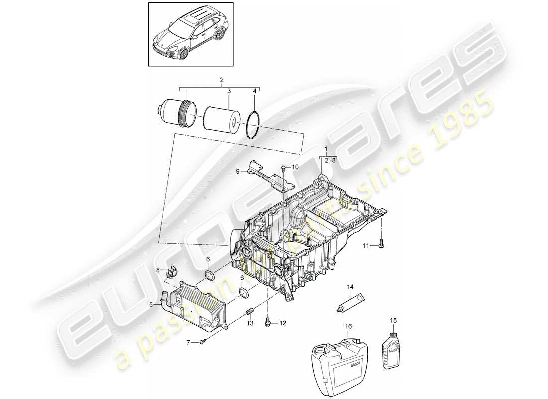 porsche 2013 (cayenne e2 92a) ölleitendes gehäuse ersatzteildiagramm
