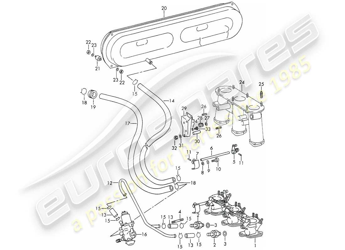 porsche 1966 (911/912) vakuumsystem - für - kupplungsausrückung - einspritzsystem - für - sportomatic - d - mj 1969>> ersatzteildiagramm