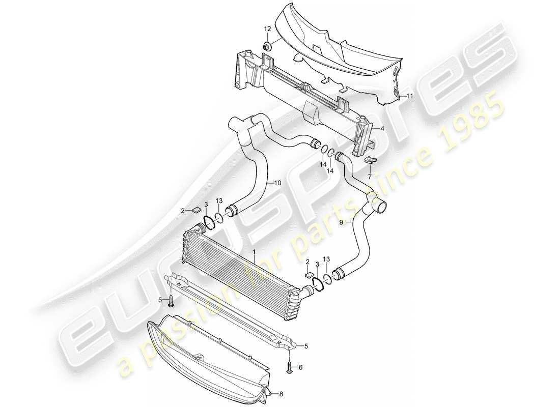 porsche 2007 (997-1 turbo / gt2) kühler-teilediagramm