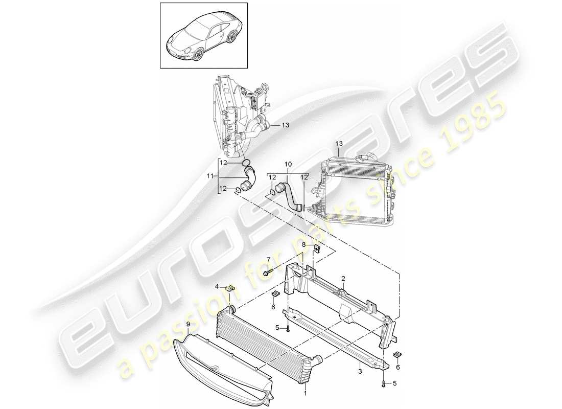 porsche 2009 (997-2) kühler-teilediagramm