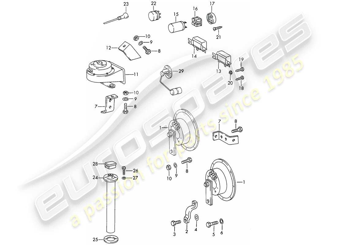 porsche 1966 (911/912) horn - relay ersatzteildiagramm