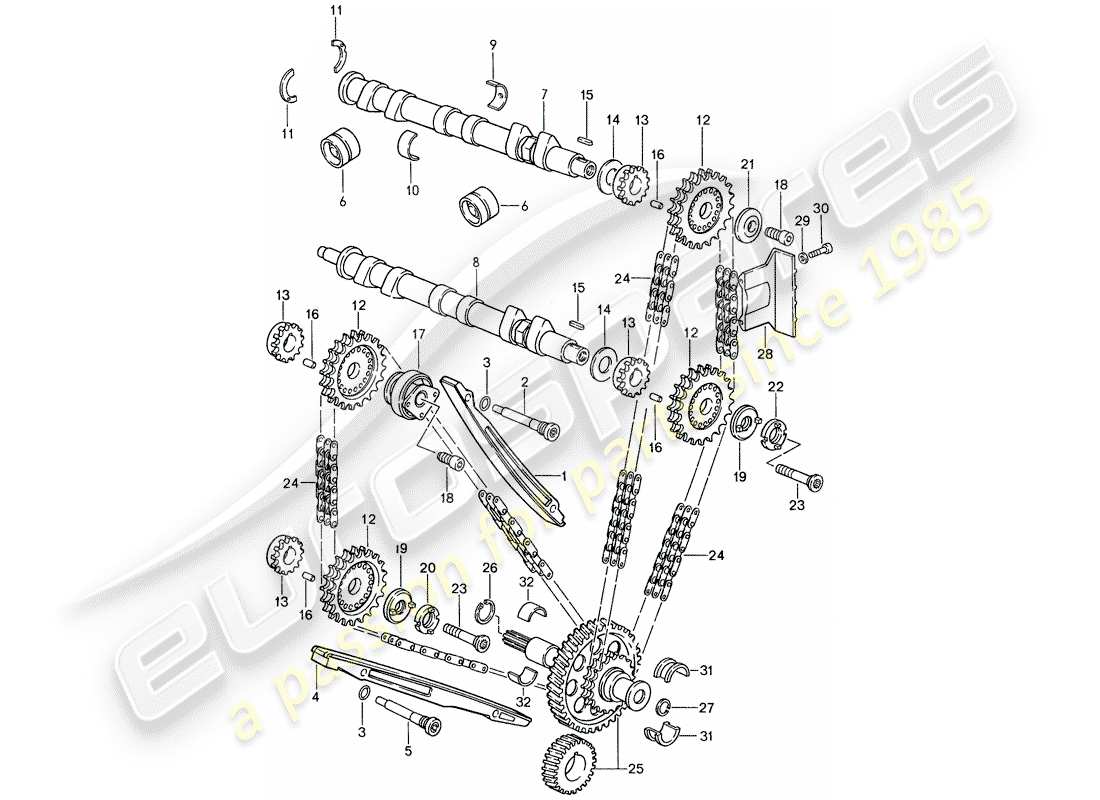 porsche 1988 (959) ventilsteuerung teilediagramm