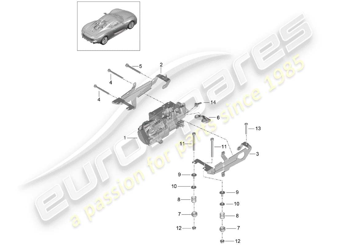 porsche 2015 (918 spyder) kompressor teilediagramm