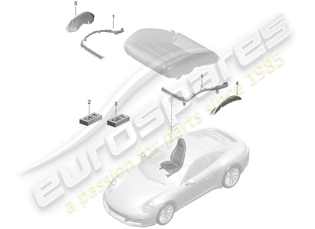 porsche 2020 (991-2) polsterung für sitz ersatzteildiagramm