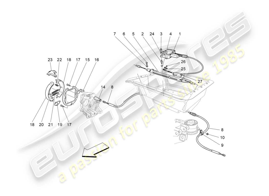 maserati granturismo (2011) parkbremse ersatzteildiagramm