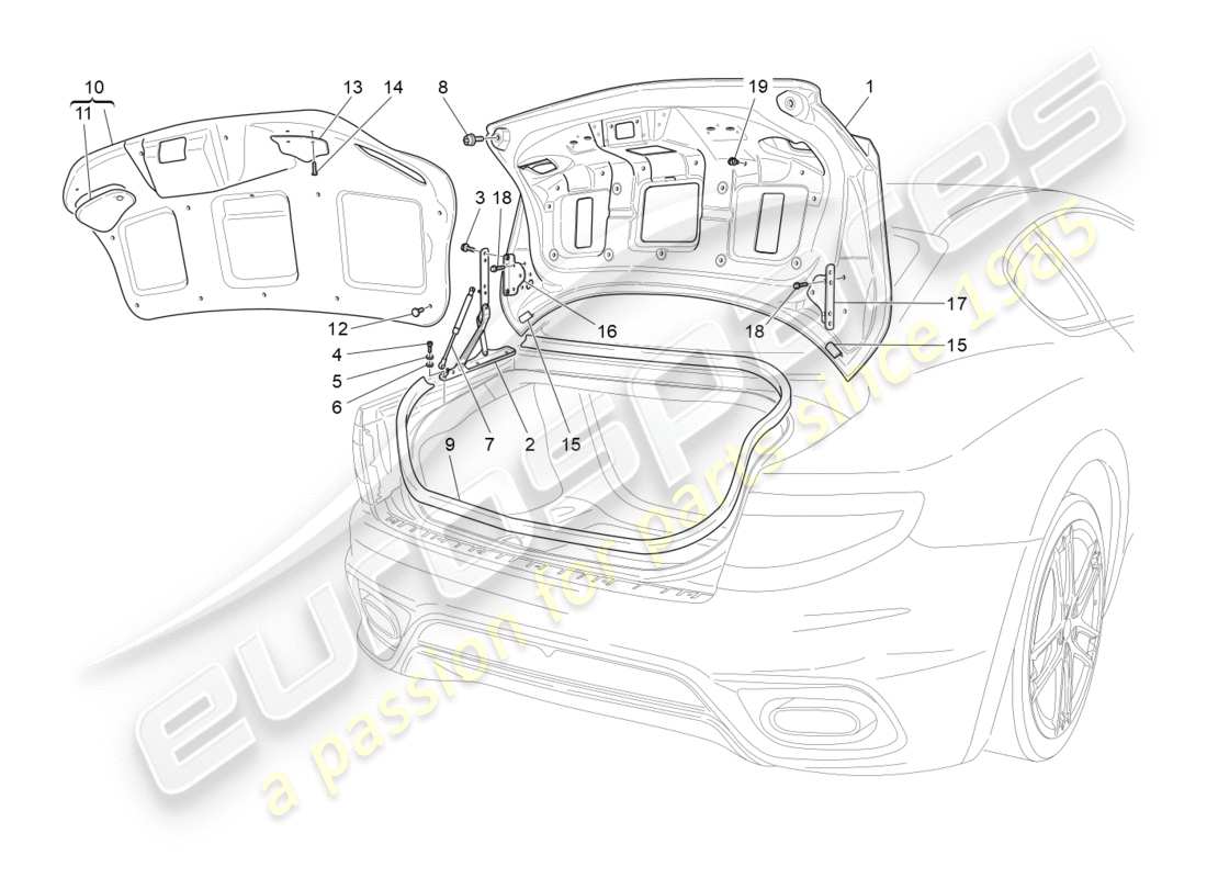 maserati granturismo s (2018) hintere klappe - teilediagramm