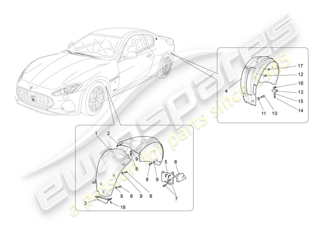 maserati granturismo s (2018) radhaus und deckel ersatzteildiagramm