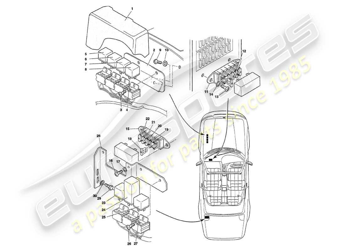 aston martin v8 volante (1999) relais, vin 89027 im teilediagramm