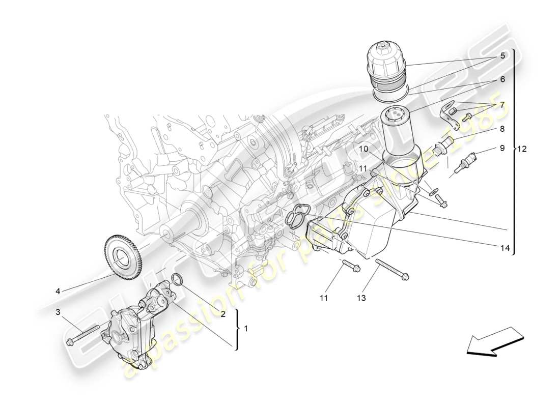 maserati qtp 3.0 tds v6 275hp (2015) schmiersystem: pumpe und filter teilediagramm