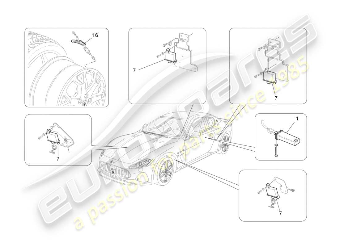 maserati granturismo s (2018) reifendrucküberwachungssystem teilediagramm