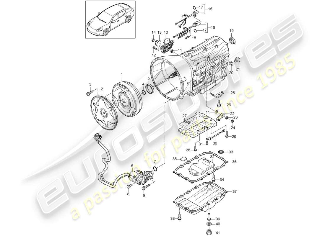 porsche 2010 (cayenne e1 9pa) getriebe tiptronic einzelteile teilediagramm