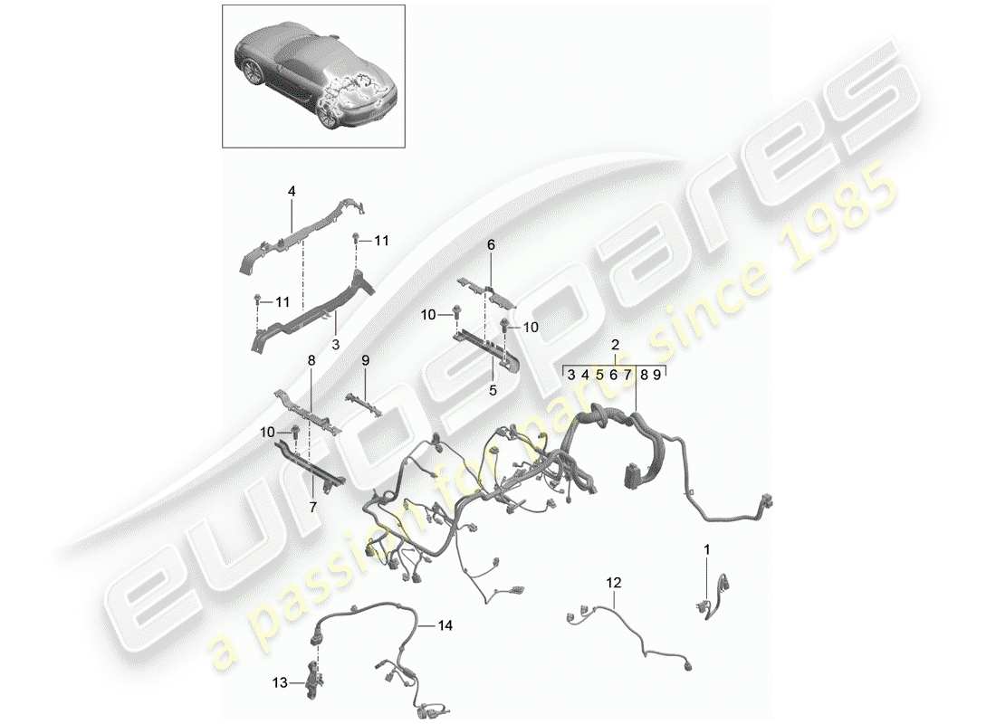 porsche 2012 (981 boxster) kabelbäume ersatzteildiagramm