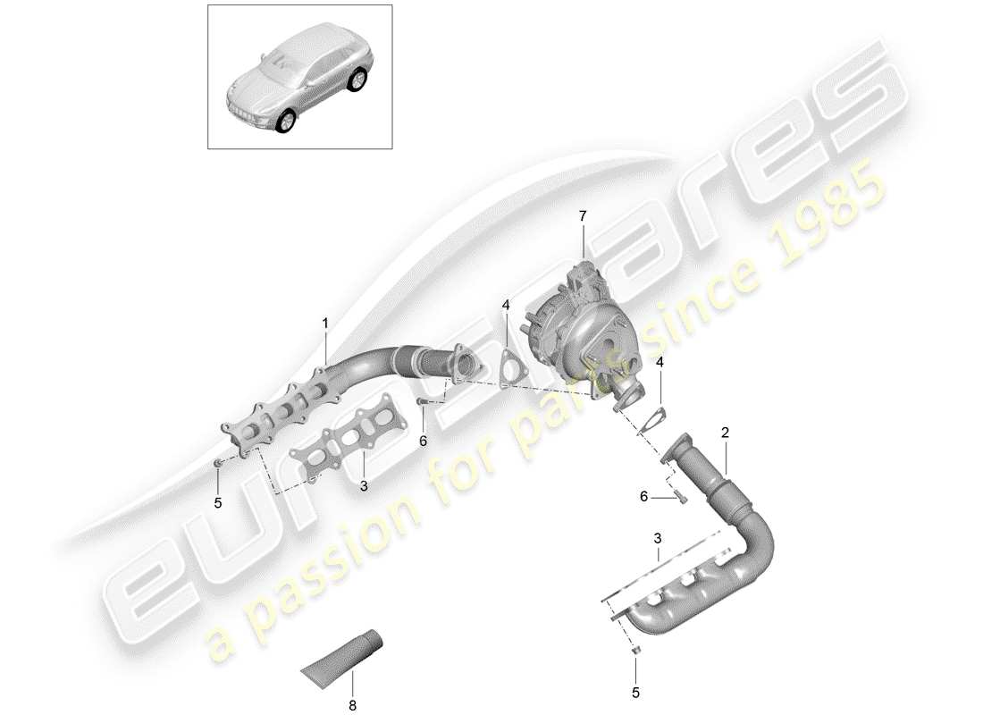 porsche 2018 (macan) auspuffanlage teilediagramm
