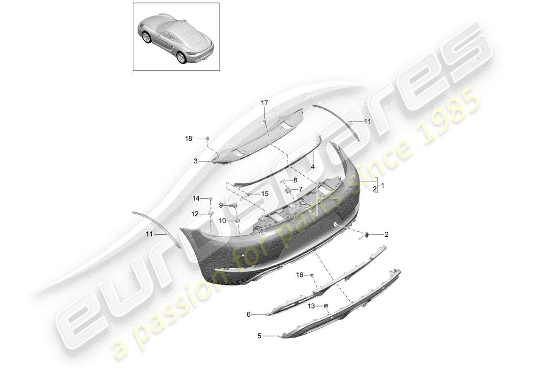 porsche 2020 (718 cayman) stoßstange ersatzteildiagramm