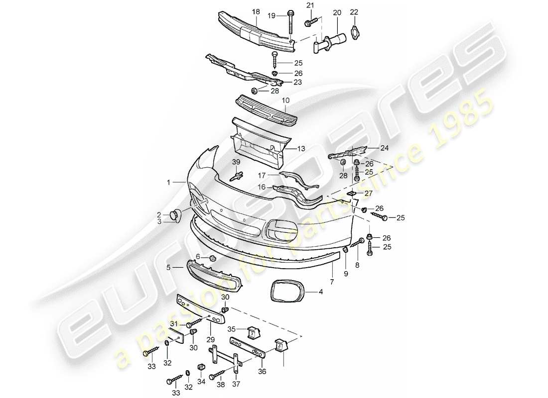porsche 2001 (996 turbo / gt2) stossstange teilediagramm