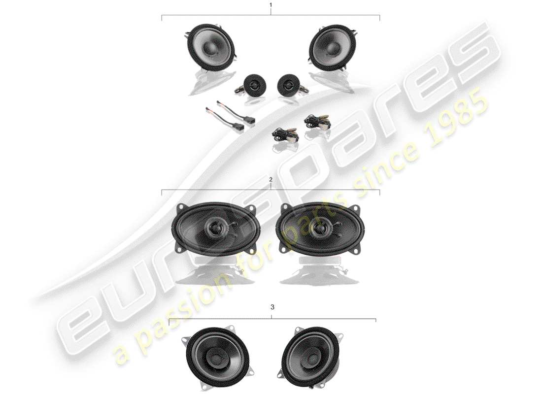 porsche 1981 (accessories) porsche classic - lautsprecher-kit - soundsystem teilediagramm
