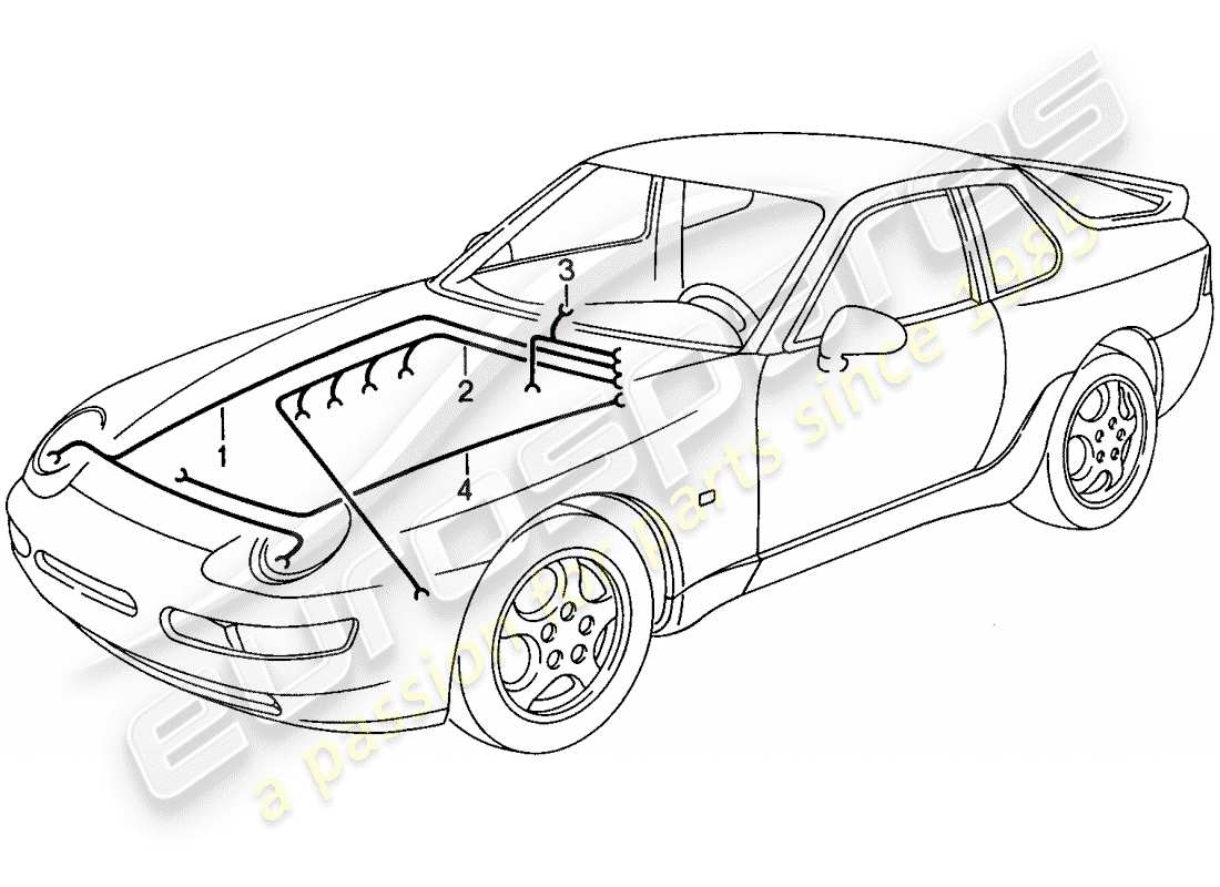 porsche 1993 (968) kabelbäume - motorraum - heizung - klimaanlage ersatzteildiagramm