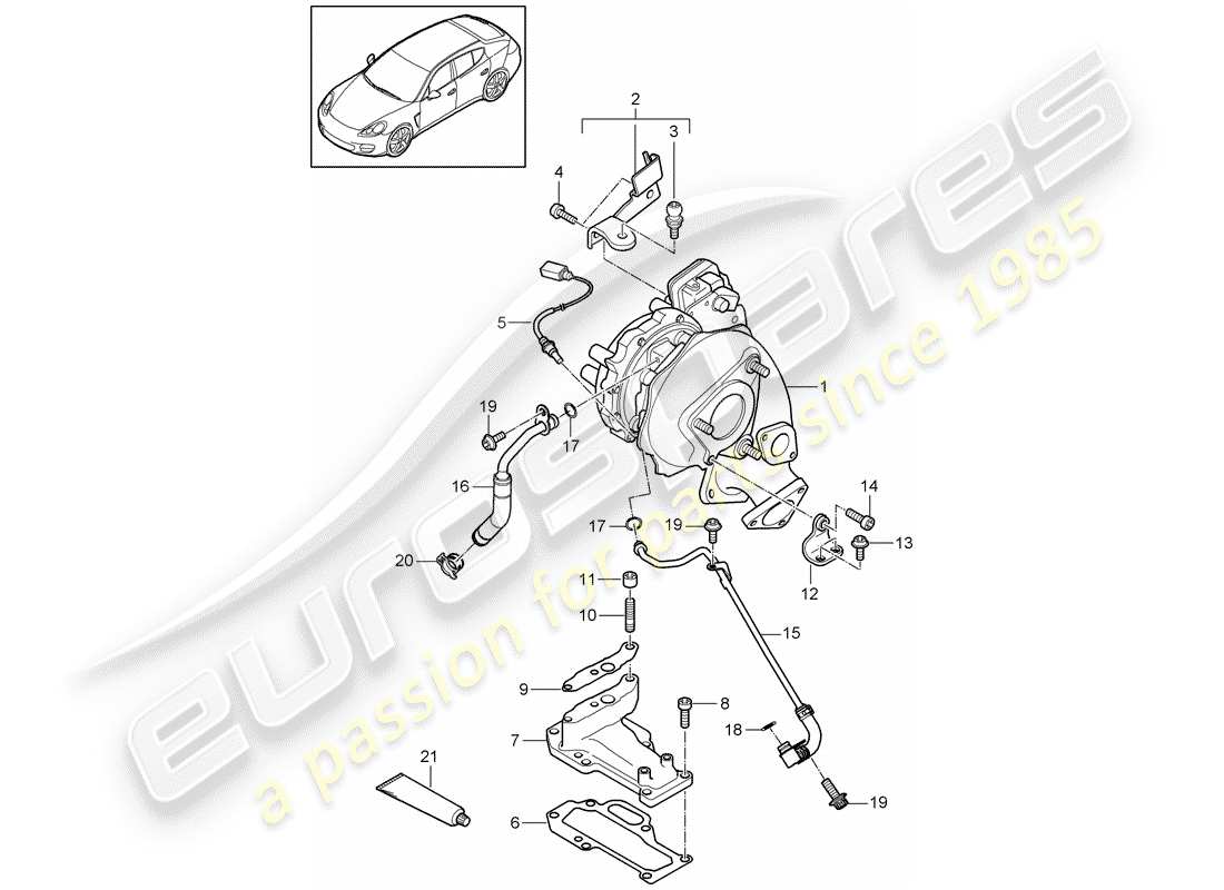porsche 2016 (panamera 970) abgasturbolader teilediagramm