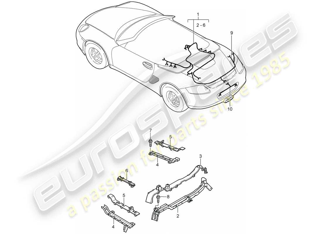 porsche 2009 (987 boxster) kabelbäume ersatzteildiagramm
