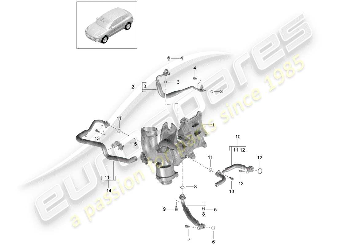 porsche 2016 (macan) öldruckleitung ersatzteildiagramm