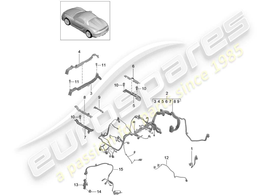 porsche 2016 (981 boxster spyder) kabelbäume ersatzteildiagramm