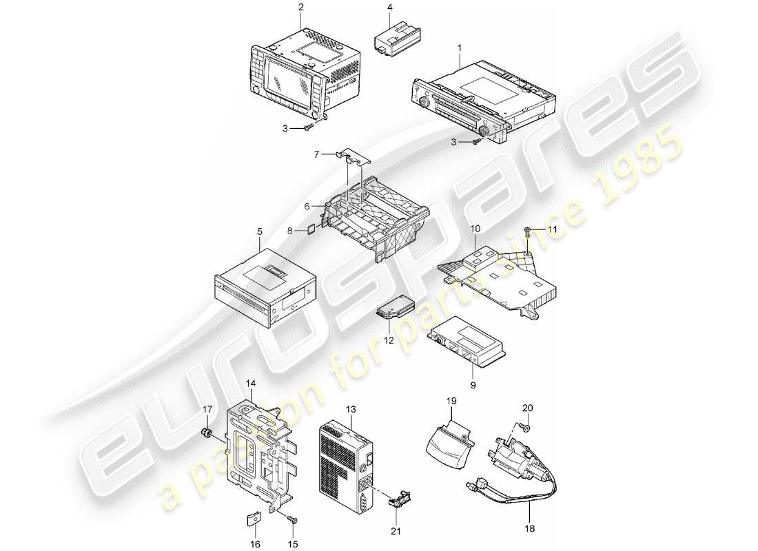 porsche 2004 (cayenne e1 9pa) radioeinheit ersatzteildiagramm