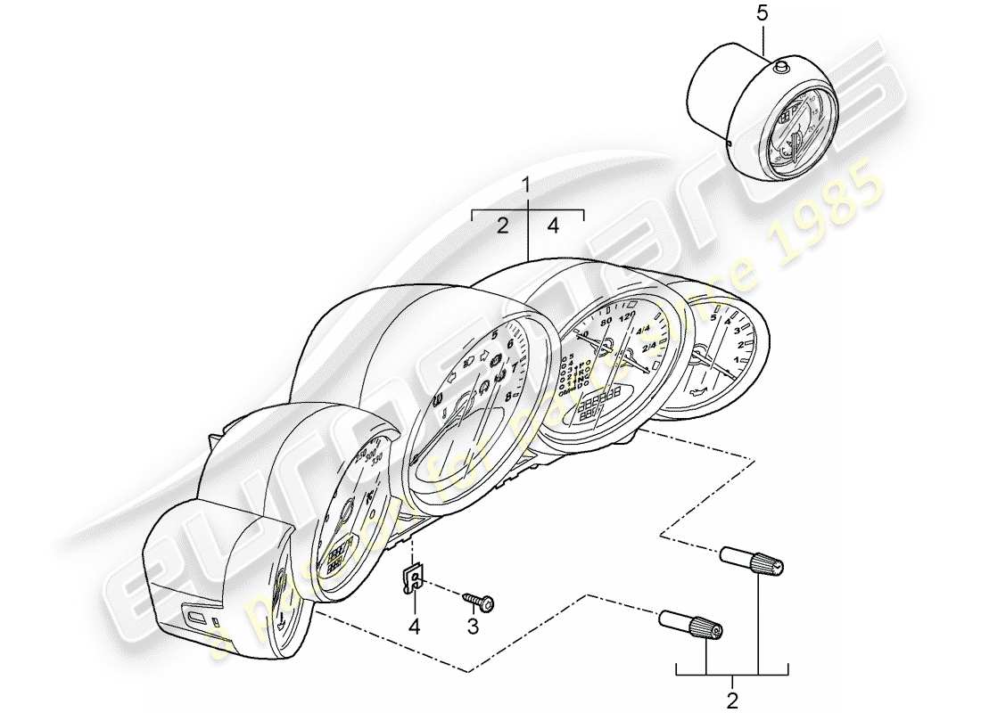 porsche 2010 (997-2 gt3) instrumente teilediagramm