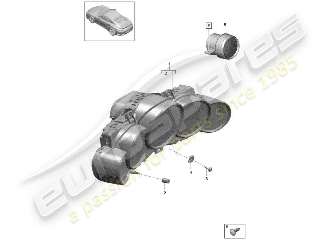 porsche 2014 (991-1 turbo) instrumentenkombination ersatzteildiagramm