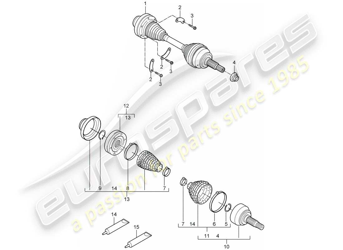 porsche 2010 (cayenne e1 9pa) antriebswelle teilediagramm
