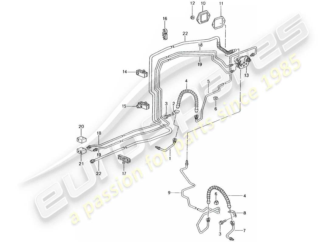 porsche 2004 (996) bremsleitung - vorderachse - unterboden - vakuumleitung ersatzteildiagramm