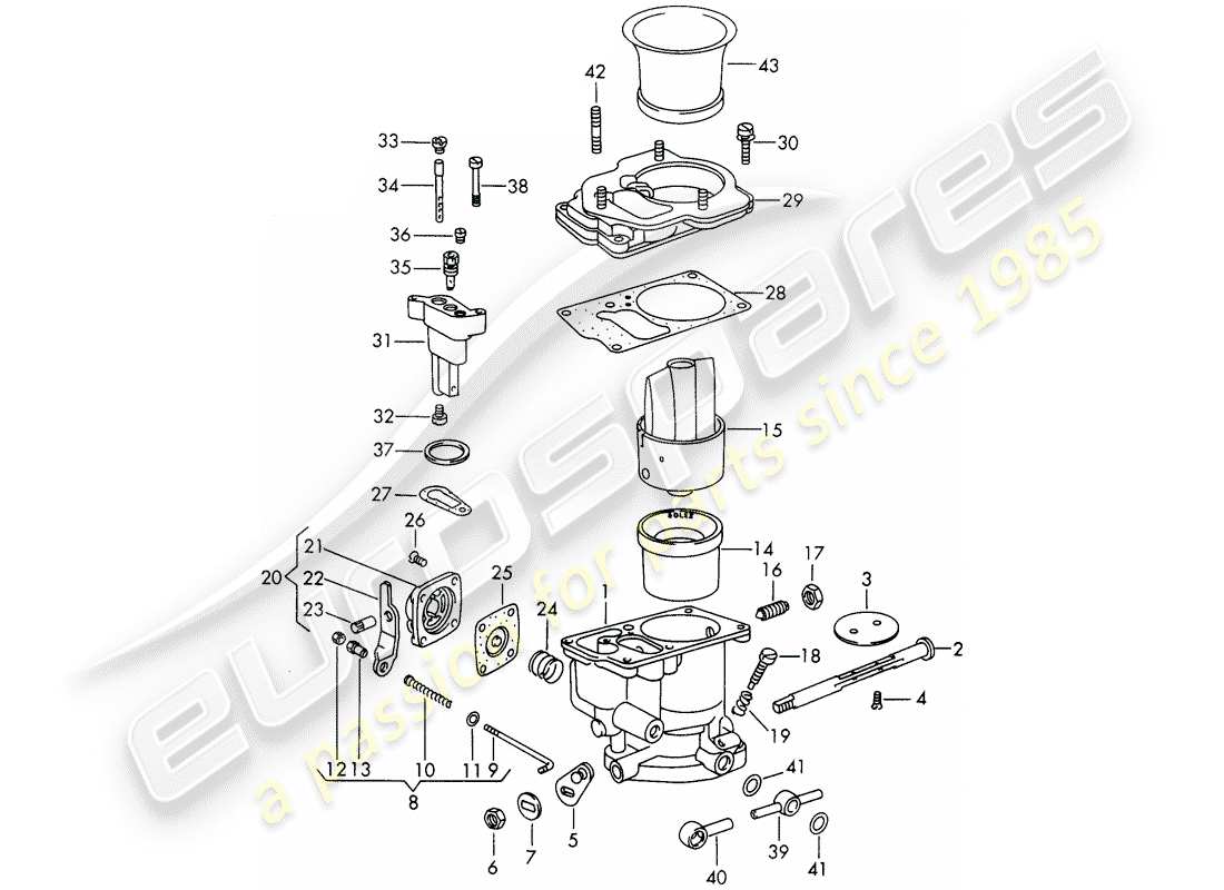 porsche 1969 (911/912) einzelteile - für - vergaser - - solex 40 pi-1 - - d >> - mj 1968 ersatzteildiagramm