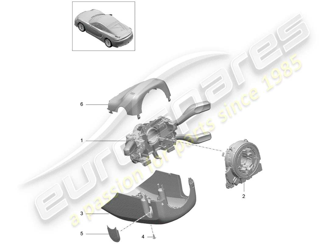 porsche 2016 (981 cayman gt4) lenkstockschalter ersatzteildiagramm
