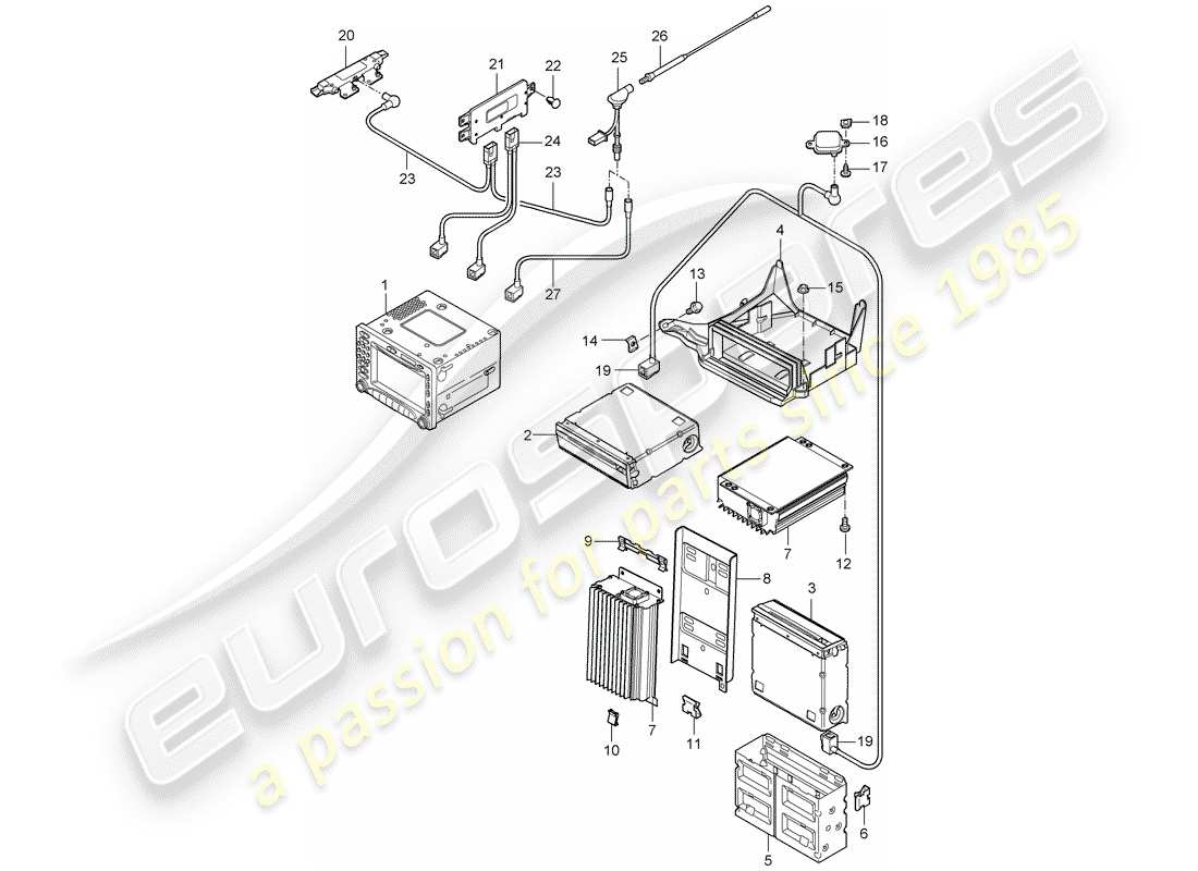 porsche 2008 (997-1 gt3) radioeinheit ersatzteildiagramm