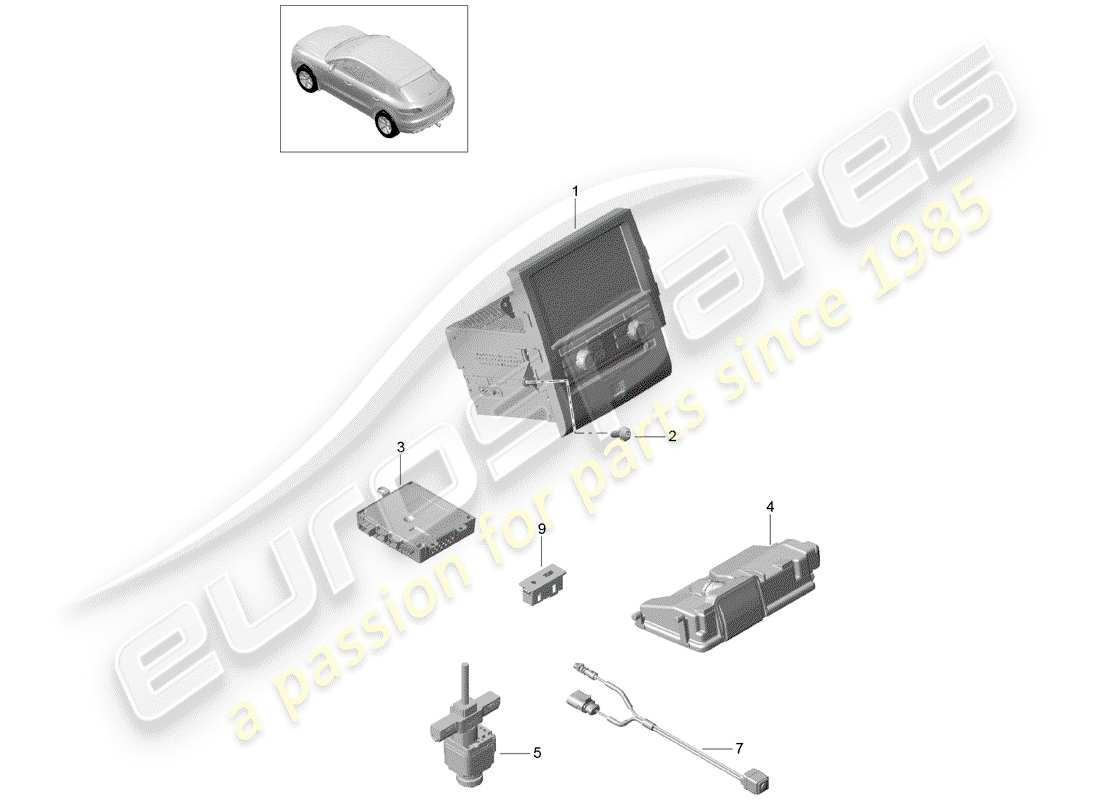 porsche 2016 (macan) bedieneinheit teilediagramm