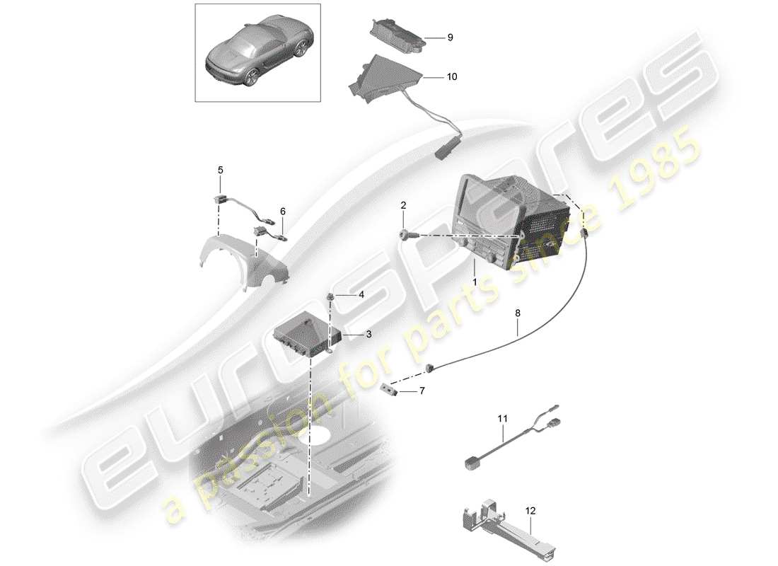 porsche 2015 (981 boxster) bedieneinheit teilediagramm