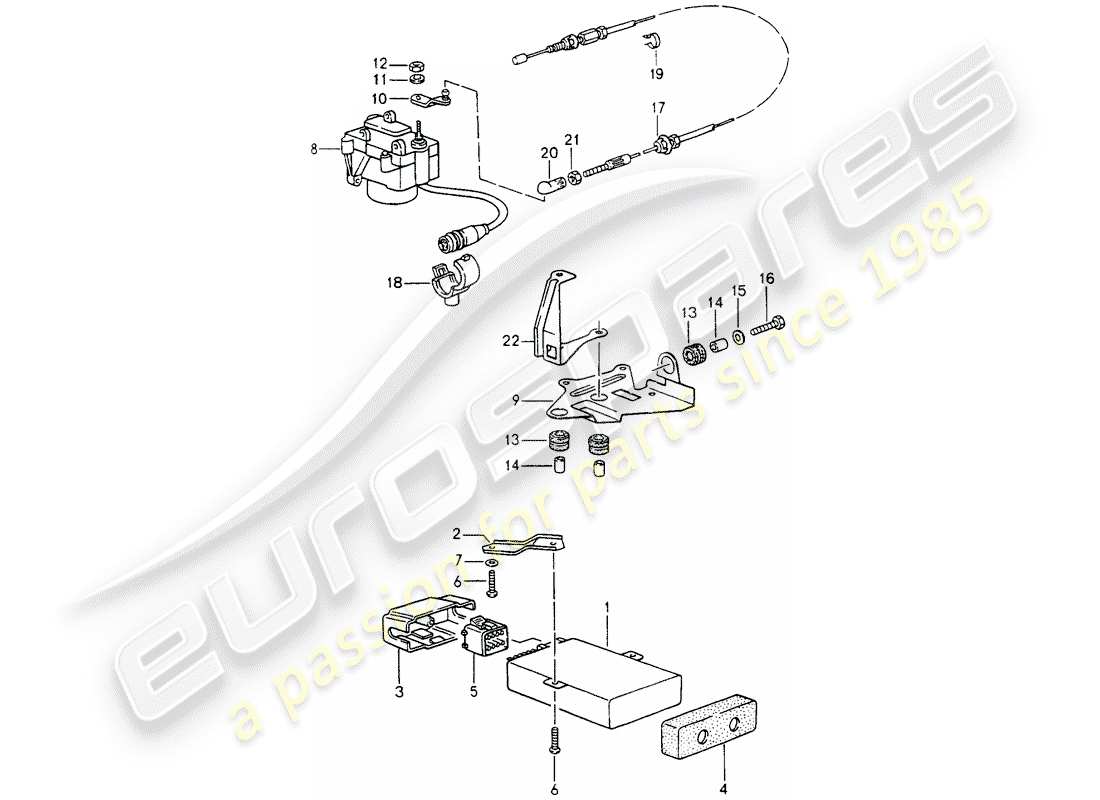 porsche 1993 (964) teilediagramm für das tempomatsystem