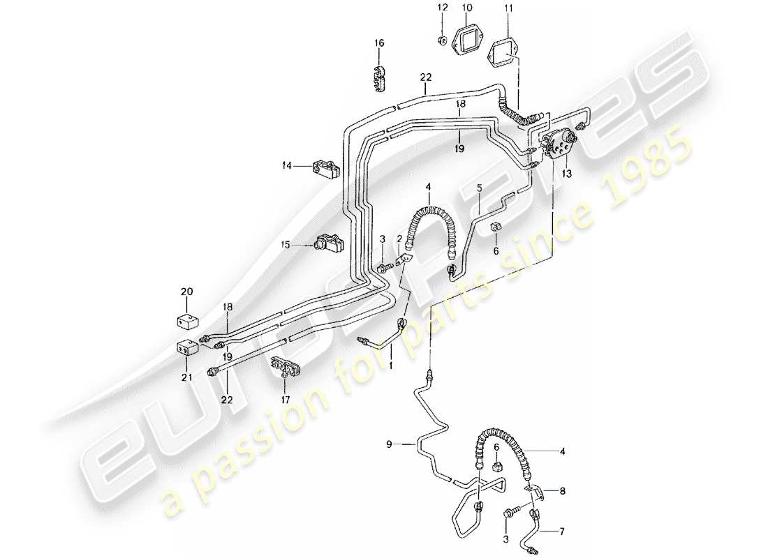 porsche 996 gt3 (2005) bremsleitung - vorderachse - unterboden - vakuumleitung ersatzteildiagramm