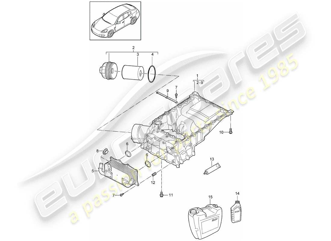 porsche 2010 (panamera 970) ölleitendes gehäuse ersatzteildiagramm