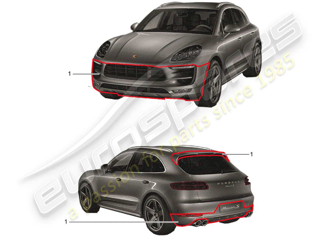 porsche 2019 (tequipment macan) sport design package ersatzteildiagramm