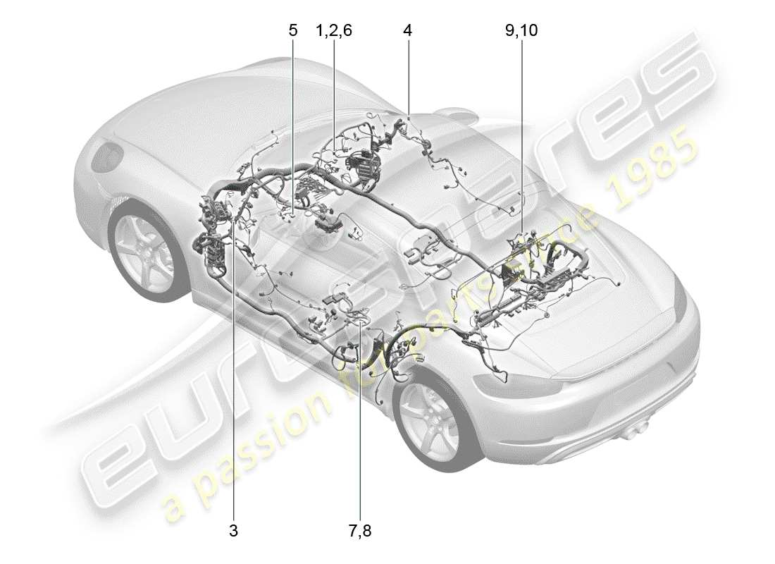 porsche 2017 (718 cayman) kabelbäume ersatzteildiagramm